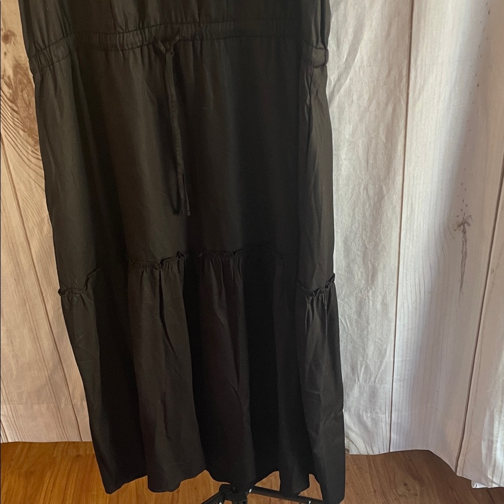 Lands' End Women's Lyocell Tiered Midi Black Dress Women's XXL NEW - Picture 5 of 8